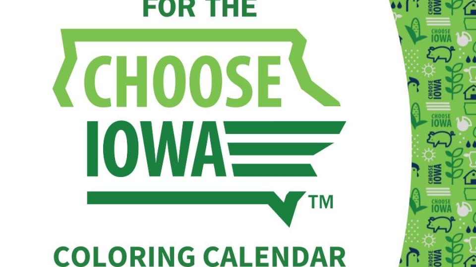 Choose Iowa logo with text encouraging Iowans to submit artwork for the Choose Iowa calendar contest.